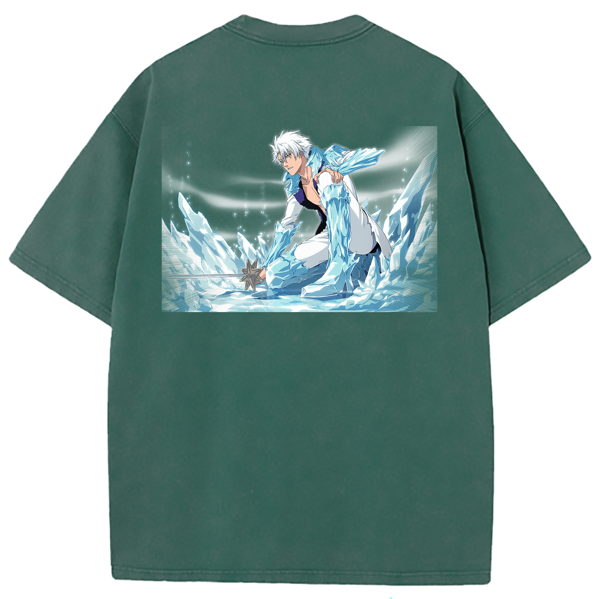 （画像用） ブリーチ 日番谷冬獅郎（ひつがや とうしろう） BLEACH Hitsugaya Toushirou 綿100% ヴィンテージ風 半袖Tシャツ（背面プリント）